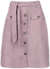 QED London - Babycord Button Front Skirt - Jupe mi-longue - Femme - rose clair