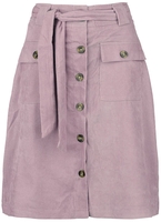 QED London - Babycord Button Front Skirt - Jupe mi-longue - Femme - rose clair