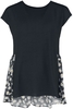 QED London - Daisy Chiffon Hem Top - T-Shirt Manches courtes - Femme - noir