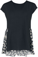 QED London - Daisy Chiffon Hem Top - T-Shirt Manches courtes - Femme - noir