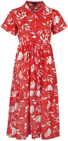 QED London - Midi Shirt Dress With Drawcord Waist - Robe mi-longue - Femme - rouge blanc