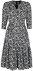 QED London - Wrap Front Pleated Hem Dress - Robe mi-longue - Femme - noir blanc