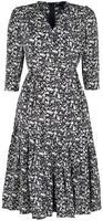 QED London - Wrap Front Pleated Hem Dress - Robe mi-longue - Femme - noir blanc