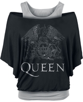 Queen - Crest Logo - T-Shirt Manches courtes - Femme - noir gris