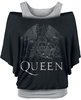 Queen - Crest Logo - T-Shirt Manches courtes - Femme - noir gris