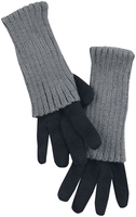 RED by EMP - Gants Tricotés Avec Revers & Trous Pour Les Pouces - Gants - Femme - noir gris