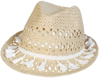 RED by EMP - Strohhut mit Quasten - Chapeau - Femme - beige
