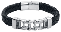 Rock Rebel by EMP - Heavy Chain - Bracelet en cuir - Homme - noir argent