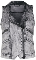 Rock Rebel by EMP - Rock Rebel x Route 66 - Veste En Jean Sans Manche Délavée - Veste - Femme - gris