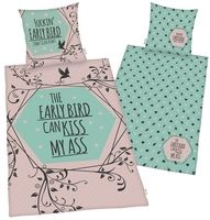 Slogans - The early bird can kiss my ass - Parure de lit - Unisexe - multicolore