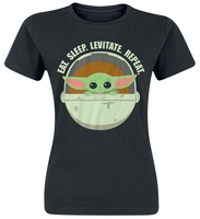 Star Wars - The Mandalorian - Eat,  Sleep,  Levitate - Grogu - T-Shirt Manches courtes - Femme - noir