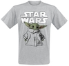 Star Wars - The Mandalorian - Grogu - Sketch - T-Shirt Manches courtes - Homme - gris chiné