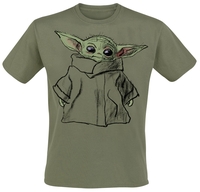 Star Wars - The Mandalorian - Grogu - Sketch - T-Shirt Manches courtes - Homme - vert