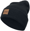 Urban Classics - Bonnet Long Avec Patch En Cuir - Bonnet - Unisexe - noir