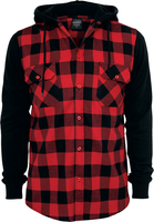 Urban Classics - Capuche Checked Flannel - Chemise en flanelle - Homme - noir rouge