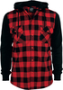 Urban Classics - Capuche Checked Flannel - Chemise en flanelle - Homme - noir rouge
