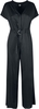 Urban Classics - Ladies Satin Wide Leg Belt Jumpsuit - Salopette - Femme - noir