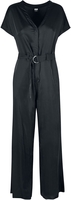 Urban Classics - Ladies Satin Wide Leg Belt Jumpsuit - Salopette - Femme - noir