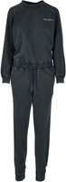 Urban Classics - Ladies Small Embroidery Long Sleeve Terry Jumpsuit - Salopette - Femme - noir