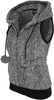 Urban Classics - Ladies Teddy Sans Manches Chiné - Veste - Femme - noir blanc