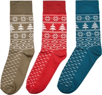 Urban Classics - Norwegian Pattern Socks 3-Pack - Chaussettes - Unisexe - multicolore