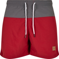 Urban Classics - Short De Bain Block - Short de bain - Homme - gris foncé rouge