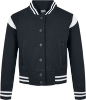 Urban Classics - Veste Sweat Girls Inset College - Veste Varsity - Femme - noir blanc