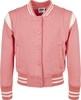 Urban Classics - Veste Sweat Girls Inset College - Veste Varsity - Femme - rose blanc