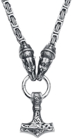 URBANTIMBER - Marteau De Thor & Fenrir - Collier - Homme - couleur argent