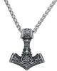 URBANTIMBER - Marteau De Thor Avec Valknut & Nœuds Celtiques - Collier - Homme - couleur argent