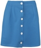 Voodoo Vixen - 60s Mini Button Front Skirt - Jupe courte - Femme - bleu