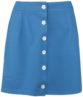 Voodoo Vixen - 60s Mini Button Front Skirt - Jupe courte - Femme - bleu