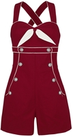 Voodoo Vixen - Combinaison Navy Eliza Bretelles Croisées Rouge - Salopette - Femme - rouge