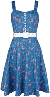Voodoo Vixen - Nautical Print Button Detail Flare Dress - Robe mi-longue - Femme - multicolore