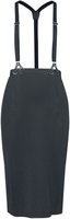 Voodoo Vixen - Pinstripe Button And Vent Detail Suspender Skirt - Jupe mi-longue - Femme - noir gris