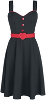 Voodoo Vixen - Queen Heart Button Flare Dress - Robe mi-longue - Femme - noir rouge