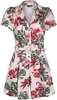 Voodoo Vixen - Tropical Flamingo Print Button Up Playsuit - Salopette - Femme - multicolore