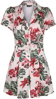Voodoo Vixen - Tropical Flamingo Print Button Up Playsuit - Salopette - Femme - multicolore