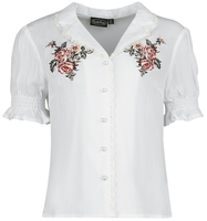 Voodoo Vixen - Vintage Floral Emb Blouse - Chemisier - Femme - blanc