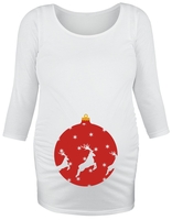Vêtements de maternité - Boule de Noël - T-shirt manches longues - Femme - blanc