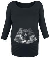 Vêtements de maternité - Ultrasound Metal Baby Hand - T-shirt manches longues - Femme - noir