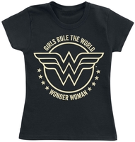 Wonder Woman - Enfants - Girls Rule The World - T-shirt - Unisexe - noir