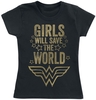 Wonder Woman - Enfants - Girls Will Save The World - T-shirt - Unisexe - noir