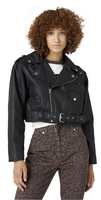 Wrangler - Fender Moto Jacket - Veste en imitation cuir - Femme - noir
