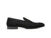 Casanova - Hommes en cuir à motif de verre Ninja noir Slip On