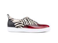 Danilo - Sneakers oxford velues zèbre blanc poli rouge