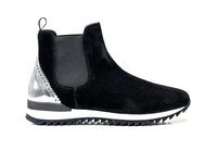 Febo - Chelsea boot running daim noir brillant argent laminé