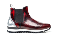 Febo - Chelsea boot running rouge poli brillant argent laminé