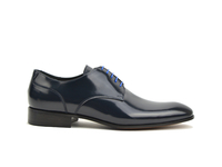 Frank - Derby cuir homme bleu poli