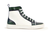 Gianmarco - Baskets montantes blanc brillant vert poli